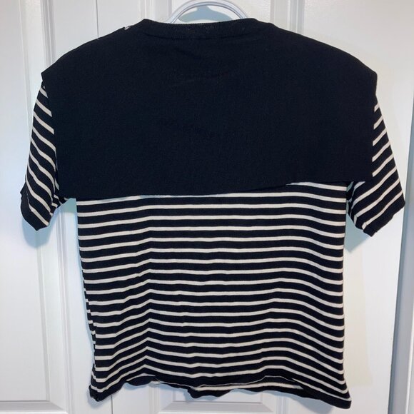 #155 Women's Oak and Fort Black and White Striped Top, Size Small - Picture 2 of 4